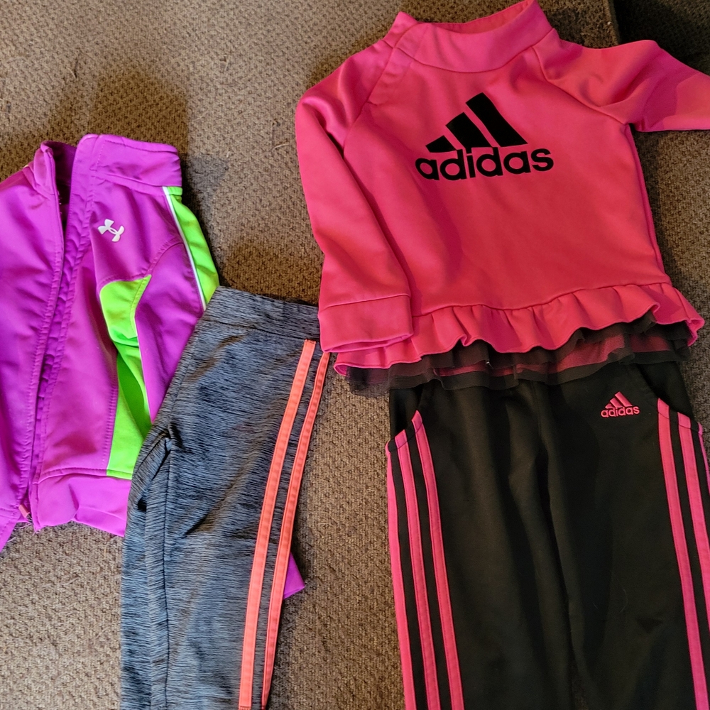 Adidas and Under Armour Kids Activewear Set - Pink, Purple, Green, Gray